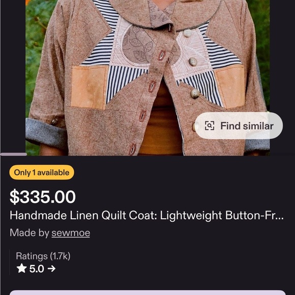 Handmade Linen Quilt Coat - Rare find - Picture 2 of 13